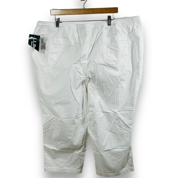 L.L. Bean White Canvas Crop Pants Elastic Waist 24W NWT - Picture 4 of 11